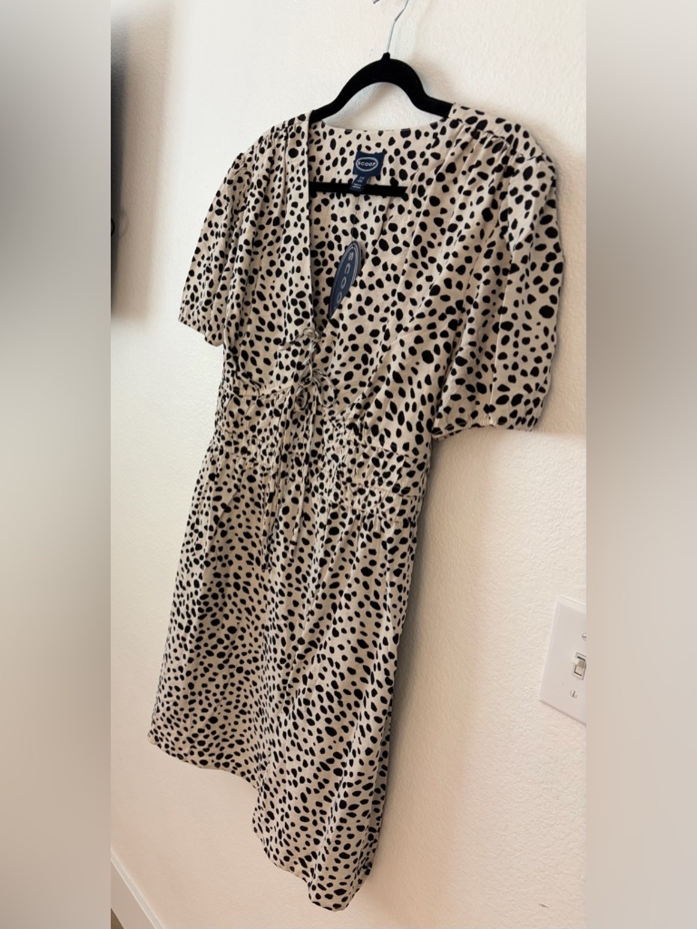 NWT Scoop Beige and Black Dotted Short Sleeve Dress SZ XXL (20) - Picture 4 of 6